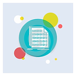 Binary, code, coding, data, document White Glyph Icon colorful Circle Background