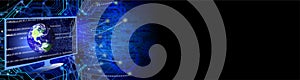 Binary Code computer Background, artificial intelligence Digital eye Abstract technology background. Java, coding.