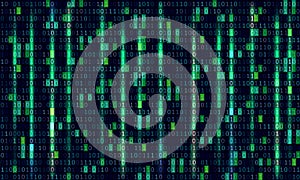 Binary code computer matrix background art design. Digits on screen. Abstract concept graphic data, technology, decryption,