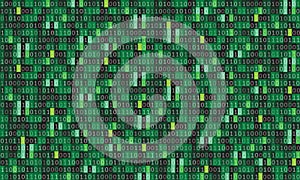 Binary code computer matrix background art design. Digits on screen. Abstract concept graphic data, technology, decryption,