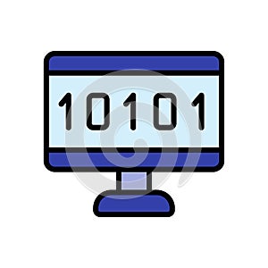 Binary code cyber attack icon. Simple color with outline vector elements of hacks icons for ui and ux, website or mobile