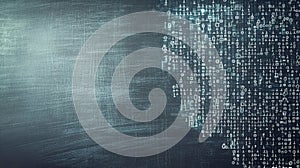 Binary code on dark background representing data and cybersecurity in digital technology concept