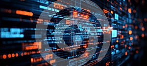 Binary code data flow. Digital code matrix with streams of data transferring information,3D motion.