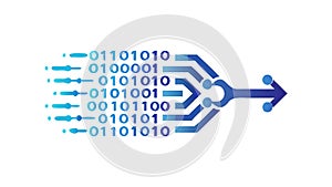 Binary Code Data Flow to Arrow, vector design Generative AI