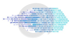 Binary Code Data Stream Arrow, Digital Information Flow, vector design Generative AI