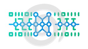 Binary Code Data Stream Digital Technology Circuit Icon, vector design Generative AI