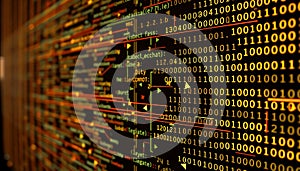 Binary code data stream digital, technology information and abstract coding Generative AI