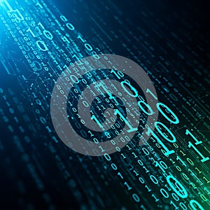 Binary Code Data Stream Flowing Matrix