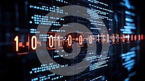 Binary Code, Digital Data Stream, Tech Background
