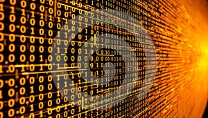 Binary code digital stream, data flow, technology background, cyber space, Stock Photo, Generative AI