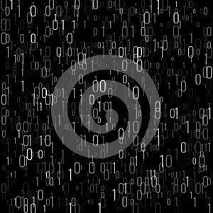 Binary code digital technology background. Computer data by 0 and 1. Algorithm Binary Data Code, Decryption and Encoding. Vector