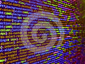 Binary code digital technology background. Programming Coding with editor colorful themes. Php language and coding function