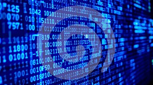 Binary Code Display on a Computer Screen