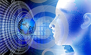 Binary Code eye Background, artificial intelligence Digital eye Abstract technology background. Java, coding.