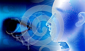 Binary Code eye Background, artificial intelligence Digital eye Abstract technology background. Java, coding.