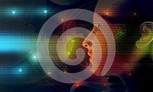 Binary Code eye Background, artificial intelligence Digital eye Abstract technology background. Java, coding.