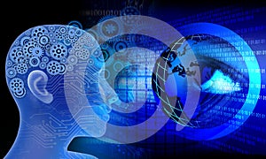 Binary Code eye Background, artificial intelligence Digital eye Abstract technology background. Java, coding.