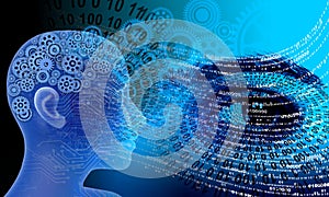 Binary Code eye Background, artificial intelligence Digital eye Abstract technology background. Java, coding.