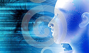 Binary Code eye Background, artificial intelligence Digital eye Abstract technology background. Java, coding.