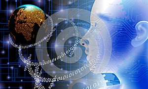 Binary Code eye Background, artificial intelligence Digital eye Abstract technology background. Java, coding.