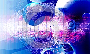 Binary Code eye Background, artificial intelligence Digital eye Abstract technology background. Java, coding.
