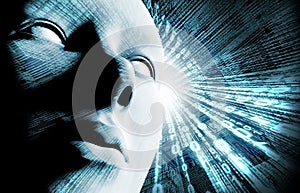 Binary code and face