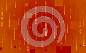 Binary code falling on red