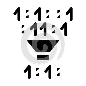 Binary code filtration glyph icon vector illustration