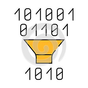 binary code filtration icon color illustration