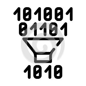 Binary code filtration line icon vector illustration