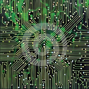 Binary Code Flow Through Circuit Board.