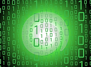 Binary code flowing over a green Vector