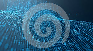 Binary Code Flowing Wave Abstract Background