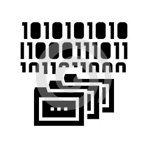 binary code and folders glyph icon vector illustration