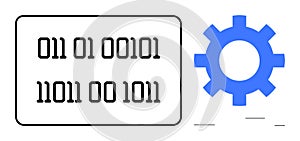 Binary Code and Gear Cog Representing Programming and Automation Concepts