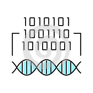 binary code genetic information color icon vector illustration