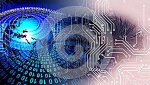 Binary Code global Background with global marketing , Digital Abstract technology background. Java, coding.
