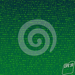 Binary code on green background. Background in a matrix style.
