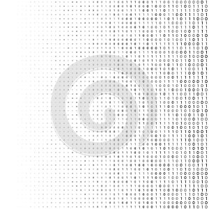 Binary code halftone background. Zero and one abstract symbols. Coding programming concept illustration