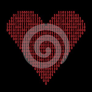 Binary code heart