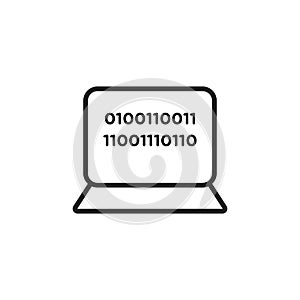Binary code icon Thin line flat illustration