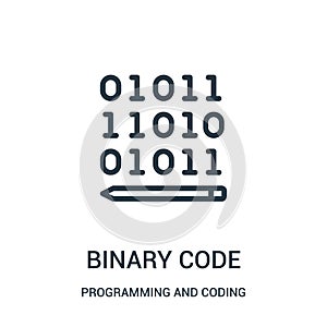 binary code icon vector from programming and coding collection. Thin line binary code outline icon vector illustration