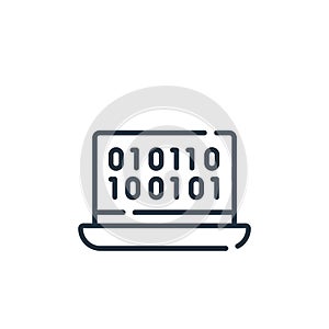 binary code icon vector from programming concept. Thin line illustration of binary code editable stroke. binary code linear sign