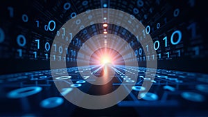 Binary Code Journey Through the Digital Universe