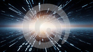 Binary Code Journey Through the Digital Universe