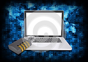 Binary code and laptop with combination lock