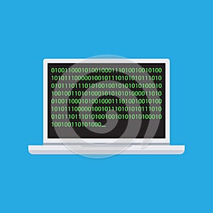 Binary Code On Laptop icon vector illustration