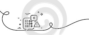 Binary code line icon. Ransomware threat sign. Continuous line with curl. Vector