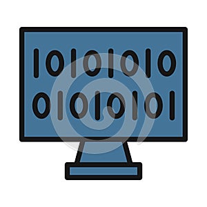 Binary Code line isolated vector icon can be easily modified and edit