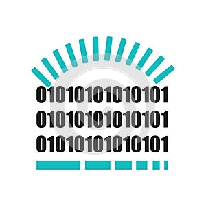 Binary code loading symbol icon vector sign and symbol isolated on white background, Binary code loading symbol logo concept